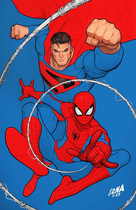 DC MARVEL SUPERMAN SPIDER-MAN #1 (ONE SHOT) CVR Q DAVID NAKAYAMA KINGDOM COME SUPERMAN & SPIDER-MAN CARD STOCK VAR ISBN: 76194139647700129 - FOC DATE: 3/2/26 - Release Date: 3/25/26