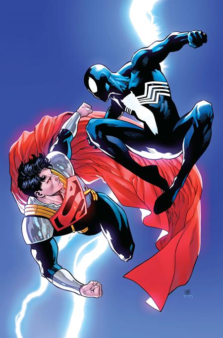 DC MARVEL SUPERMAN SPIDER-MAN #1 (ONE SHOT) CVR R DANIEL SAMPERE SUPER-BOY PRIME & SPIDER-MAN BLACK CARD STOCK VAR ISBN: 76194139647700132 - FOC DATE: 3/2/26 - Release Date: 3/25/26