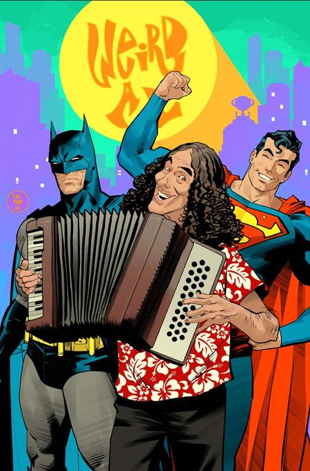 BATMAN SUPERMAN WORLDS FINEST #50 CVR G DAN MORA WEIRD AL YANKOVIC CAMEO CARD STOCK VAR ISBN: 76194137521205071 - FOC DATE: 3/9/26 - Release Date: 4/1/26