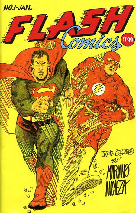 DF DC COMICS COMMISSIONED COVER ART SIGNED AND REMARKED BY MARIANO NICIEZA AND JOE DELBEATO WITH A SUPERMAN FLASH RACE HOMAGE SKETCH ISBN: 72513036464700100 - FOC DATE: 3/2/26 - Release Date: 4/29/26
