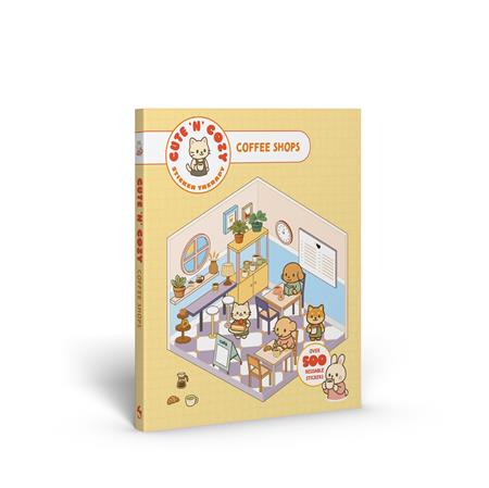 CUTE N COZY STICKER THERAPY TP COFFEE SHOPS ISBN: 9781837761395 - FOC DATE: 4/12/26 - Release Date: 5/27/26