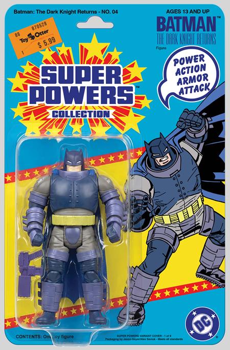 BATMAN THE DARK KNIGHT RETURNS #4 (OF 4) FACSIMILE EDITION CVR B JASON GEYER & ALEX SAVIUK DARK KNIGHT RETURNS ARMORED SUPER POWERS ACTION FIGURE CARD STOCK VAR ISBN: 76194139537100121 - FOC DATE: 4/26/26 - Release Date: 5/27/26