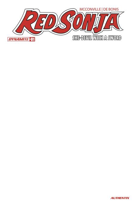 RED SONJA SHE DEVIL WITH A SWORD #1 CVR F BLANK AUTHENTIX VAR ISBN: 72513036484501061 - FOC DATE: 4/12/26 - Release Date: 5/6/26