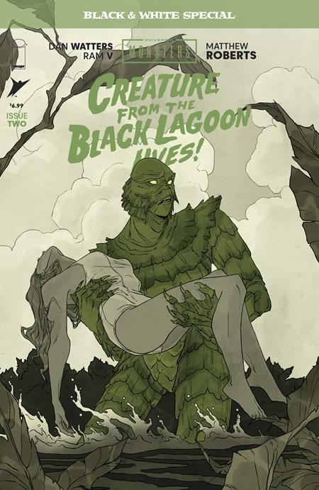 UNIVERSAL MONSTERS CREATURE FROM THE BLACK LAGOON LIVES BLACK & WHITE SPECIAL #2 (OF 2) CVR B ABIGAIL LARSON VAR ISBN: 70985304623300221 - FOC DATE: 5/31/26 - Release Date: 6/24/26