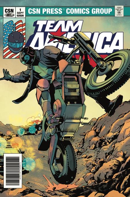 TEAM AMERICA RACING FULL THROTTLE EDITION #1 (ONE SHOT) CVR B JAVIER SALTARES VARIANT ISBN: 64924187776900121 - FOC DATE: 5/31/26 - Release Date: 7/1/26