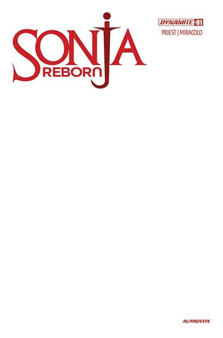 SONJA REBORN #1 CVR J BLANK AUTHENTIX VAR - 8/27/25 - Release Date: 8/27/25