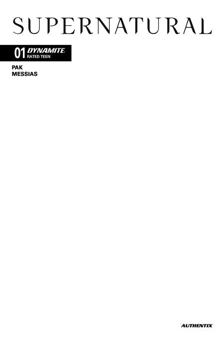 SUPERNATURAL #1 CVR G BLANK AUTHENTIX VAR - 10/1/25 - ISBN: 72513035988901071