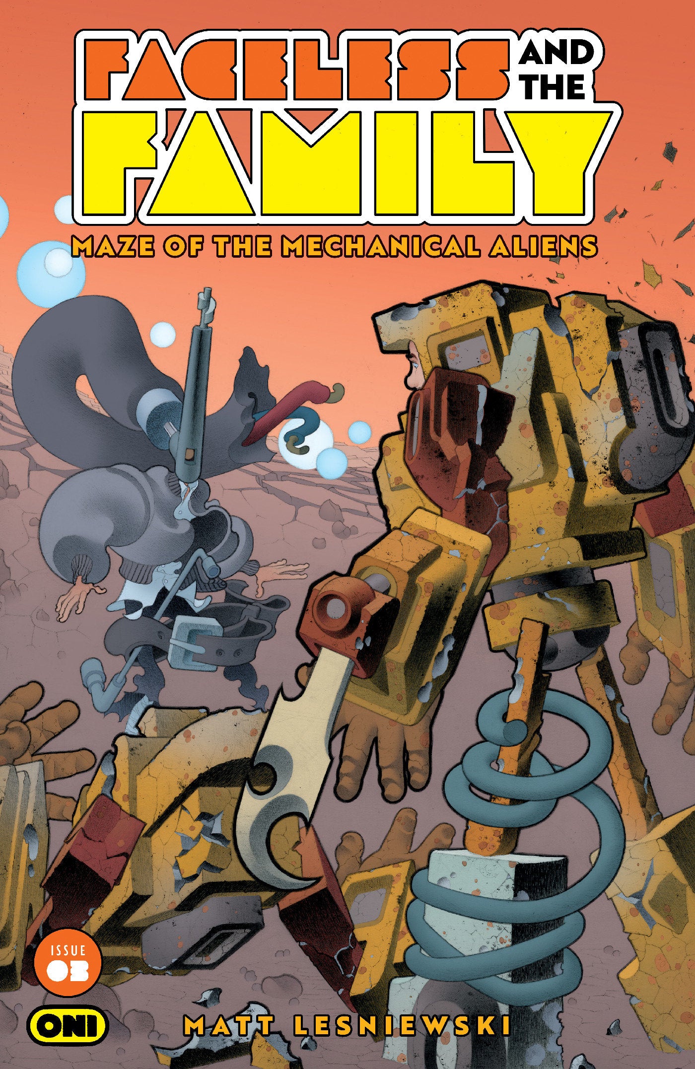 FACELESS AND THE FAMILY MAZE OF THE MECHANICAL ALIENS #3 CVR A MATT LESNIEWSKI ISBN: 64985600902900311 - FOC DATE: 8/16/26 - Release Date: 9/16/26