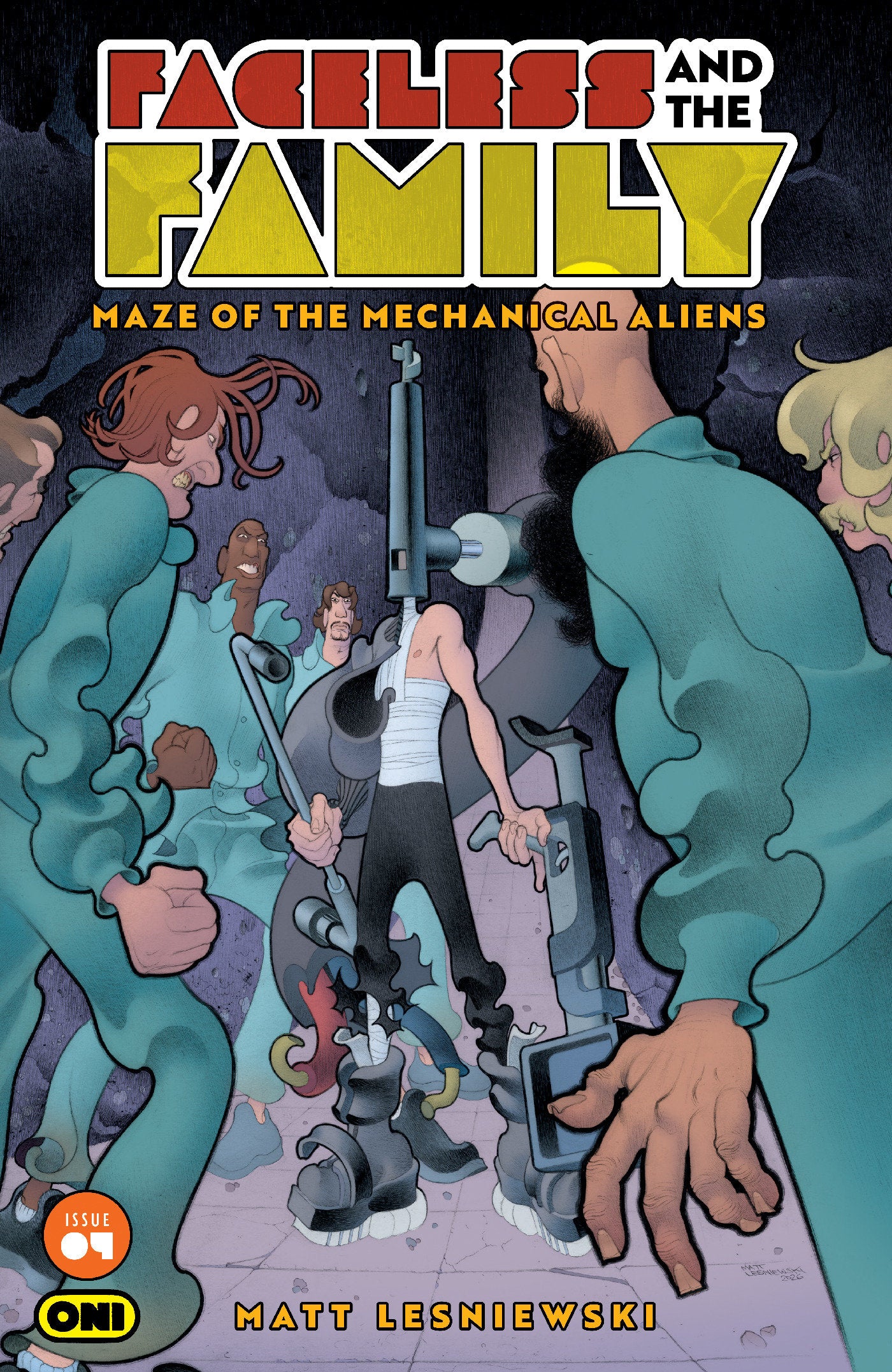 FACELESS AND THE FAMILY MAZE OF THE MECHANICAL ALIENS #4 CVR A MATT LESNIEWSKI ISBN: 64985600902900411 - FOC DATE: 9/20/26 - Release Date: 10/21/26