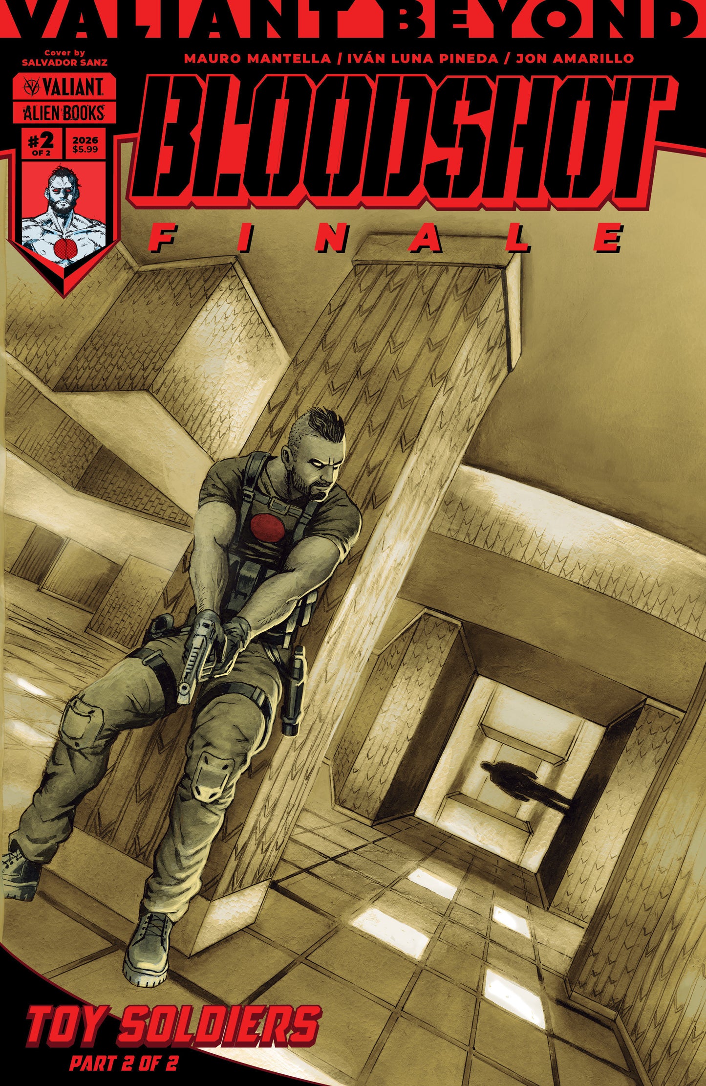 Valiant Beyond: Bloodshot #8--Toy Soldiers #2 Finale Cover A (Sanz) ISBN: 73238818114800811 - FOC DATE: 10/11/26 - Release Date: 11/25/26
