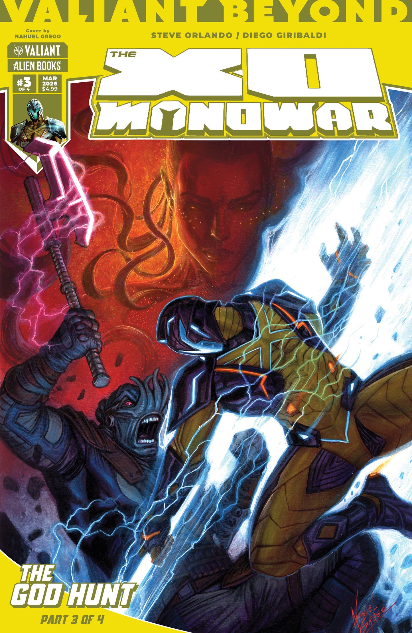 Valiant Beyond: The X-O Manowar #7--The God Hunt #3 Cover A (Grego) ISBN: 73238818144500711 - FOC DATE: 02/09/2026 - Release Date: 03/18/2026