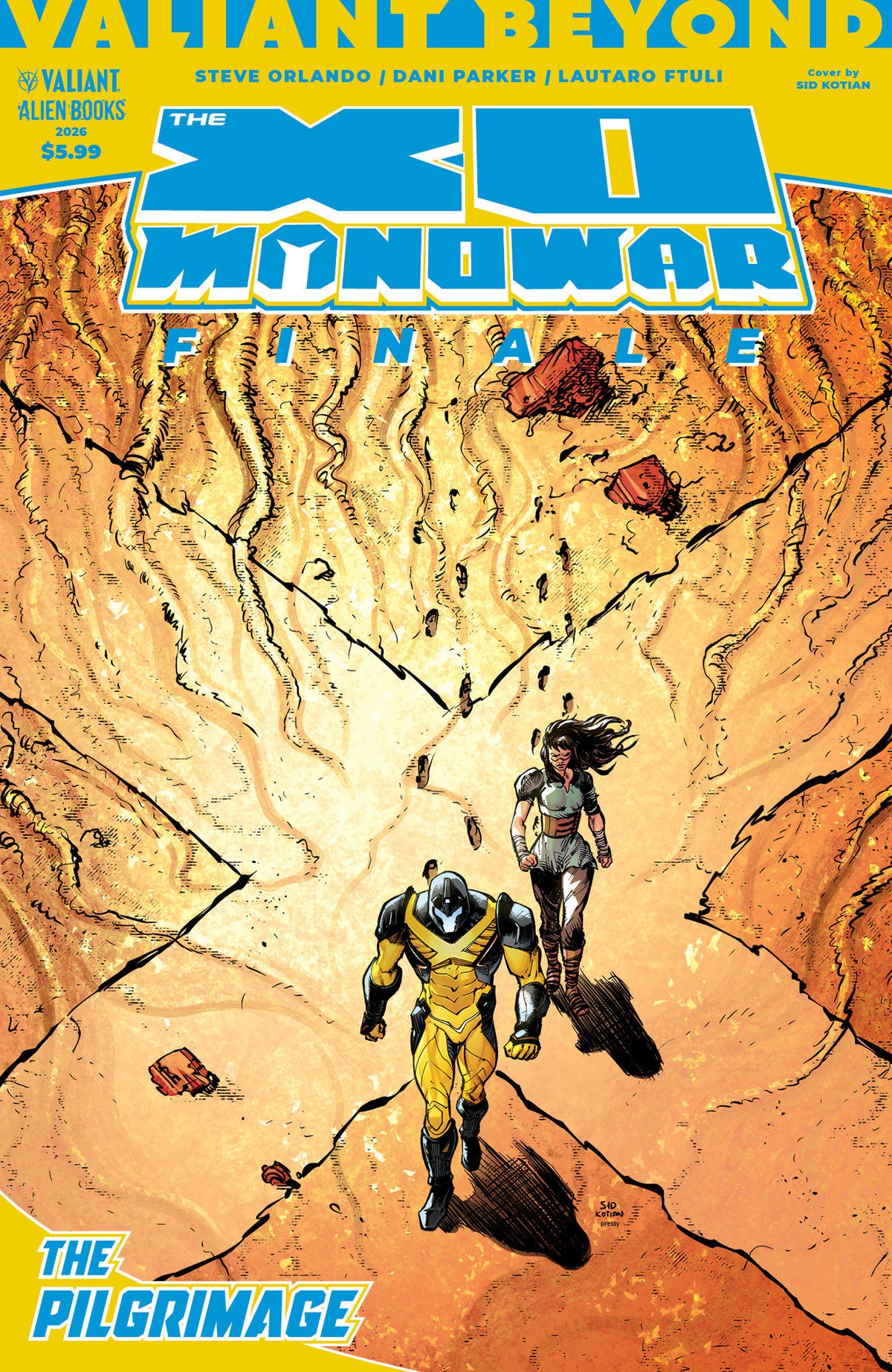 Valiant Beyond: The X-O Manowar Finale--The Pilgrimage Cover A (Kotian) ISBN: 73238818144501111 - FOC DATE: 9/13/26 - Release Date: 10/21/26