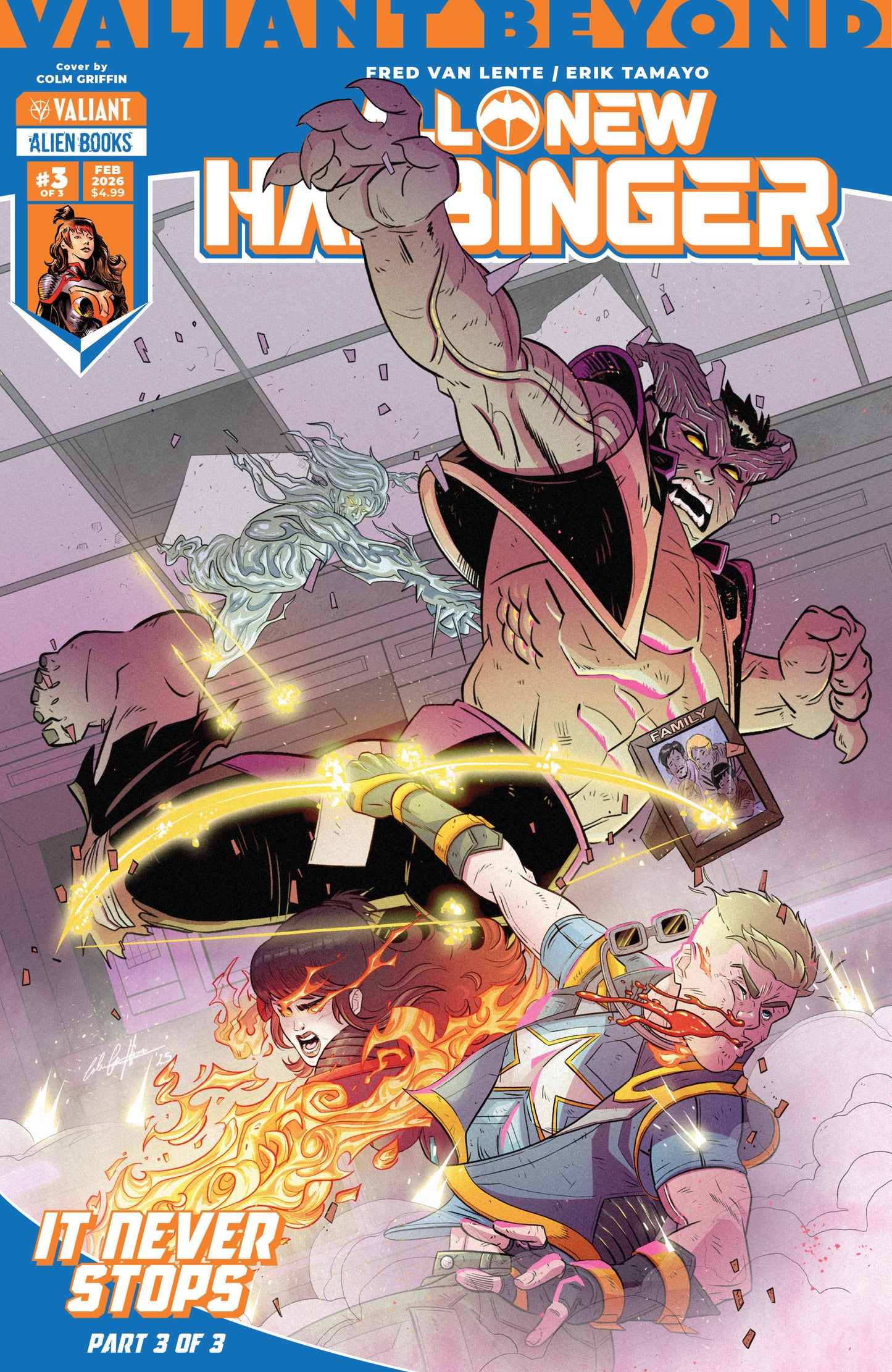 Valiant Beyond: All-New Harbinger #6--It Never Stops #3 Cover A (Griffin) ISBN: 73238818204600611 - FOC DATE: 3/2/26 - Release Date: 4/8/26
