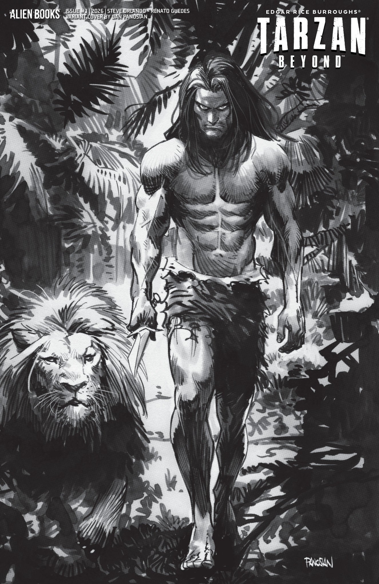 Tarzan Beyond #3 Variant D (Panosian B&W) ISBN: 73238818474300341 - FOC DATE: 8/2/26 - Release Date: 9/9/26
