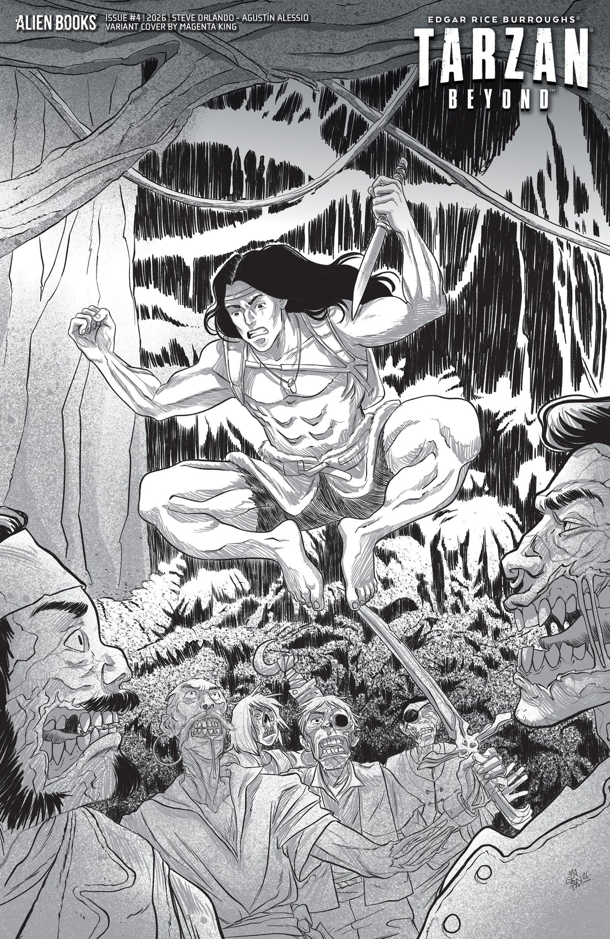 Tarzan Beyond #4 Variant D (King B&W) ISBN: 73238818474300441 - FOC DATE: 10/18/26 - Release Date: 12/2/26