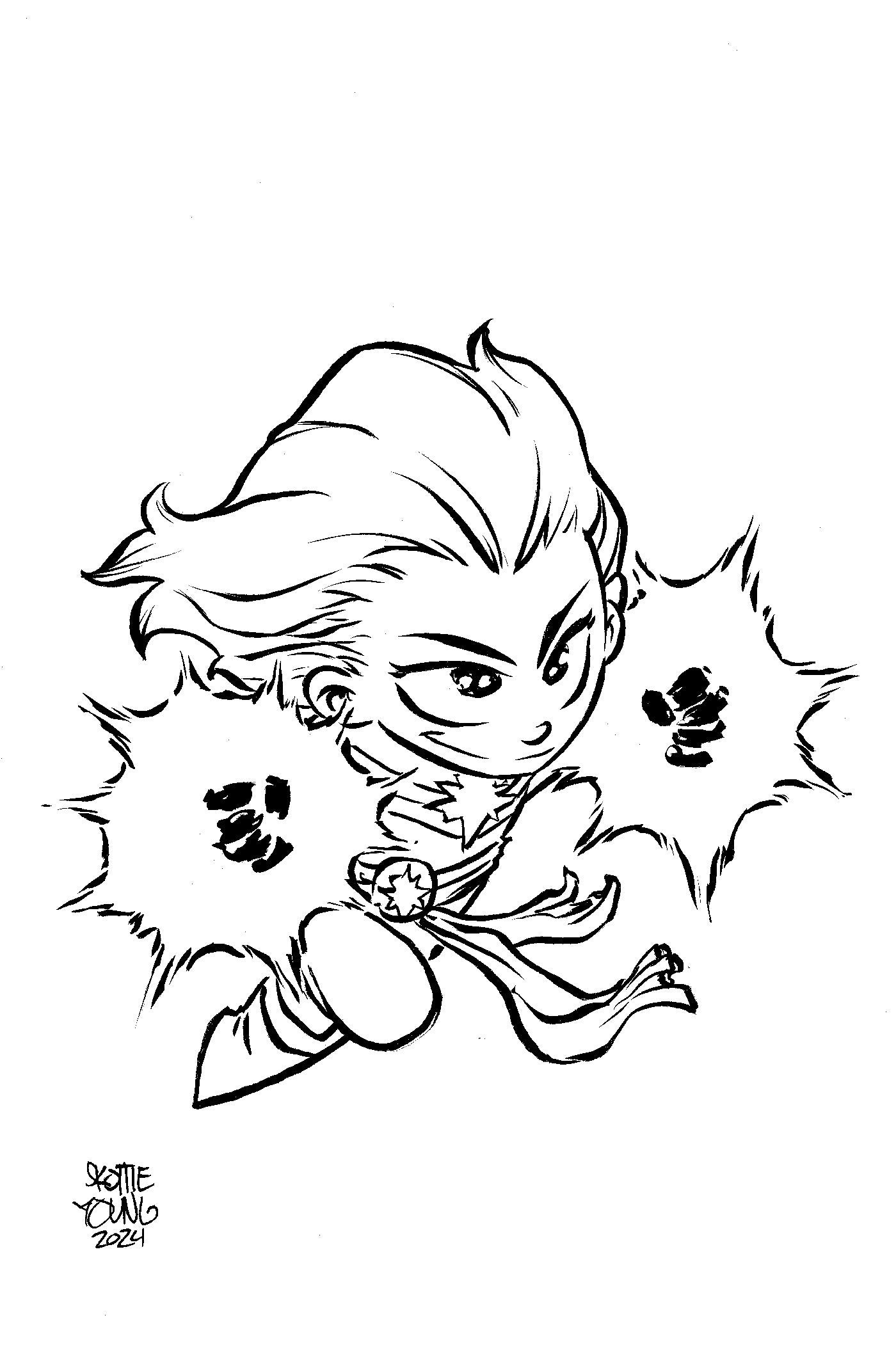 1:50 CAPTAIN MARVEL #9 SKOTTIE YOUNG'S BIG MARVEL VIRGIN BLACK AND WHITE VARIANT - Release Date: 6/19/24