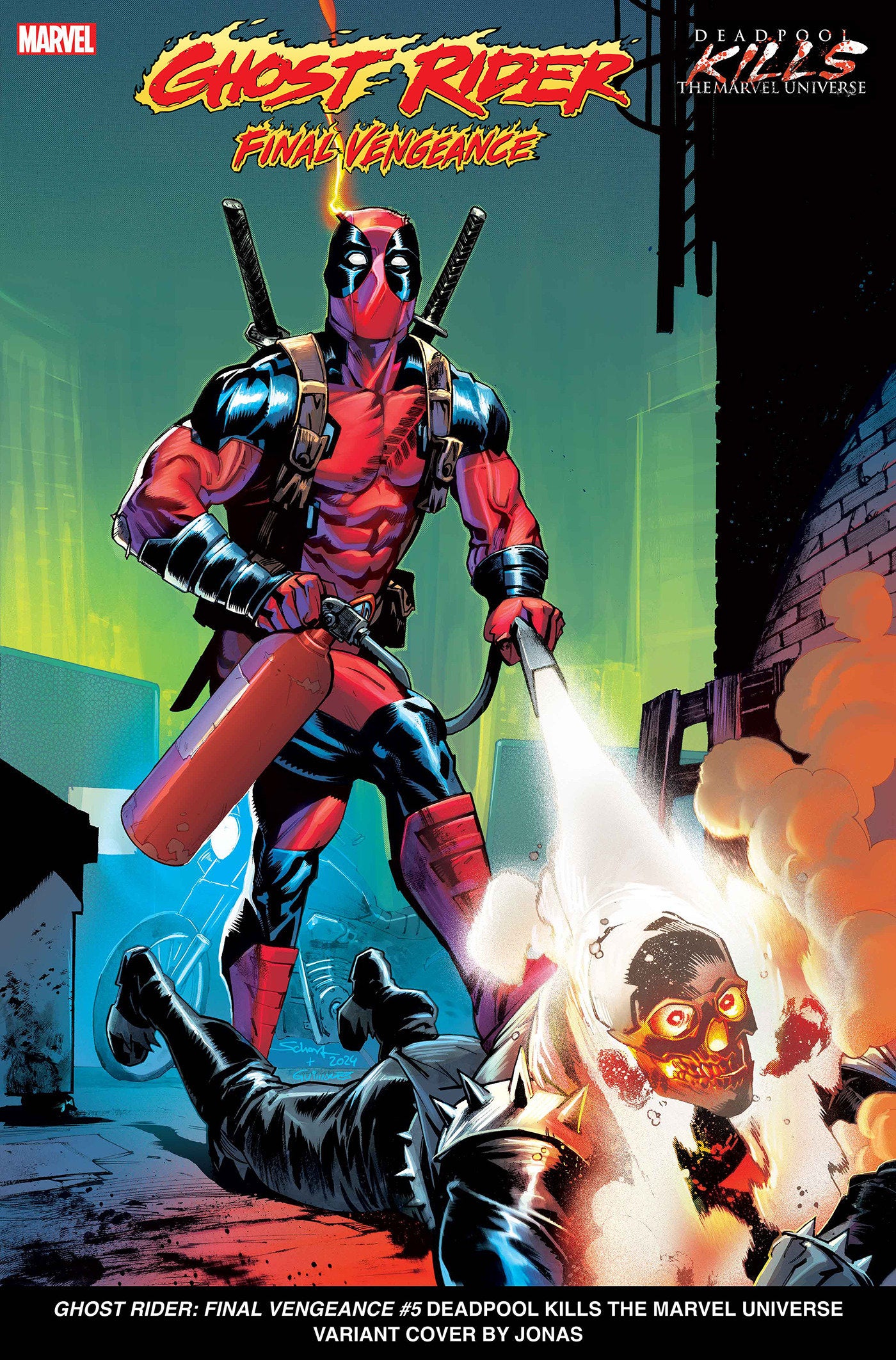 GHOST RIDER: FINAL VENGEANCE #5 JONAS SCHARF DEADPOOL KILLS THE MARVEL UNIVERSE VARIANT - Release Date: 7/10/24
