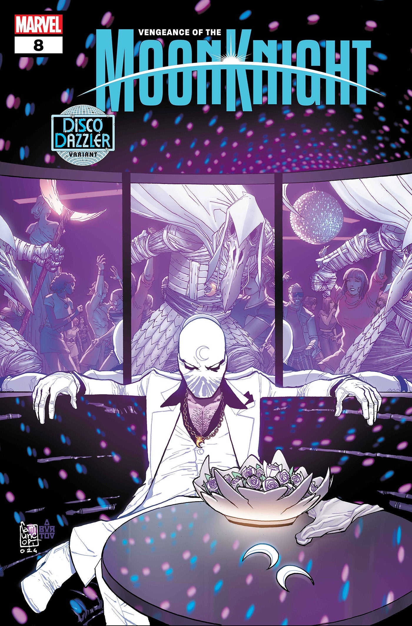 VENGEANCE OF THE MOON KNIGHT #8 GIUSEPPE CAMUNCOLI DISCO DAZZLER VARIANT - Release Date: 8/14/24
