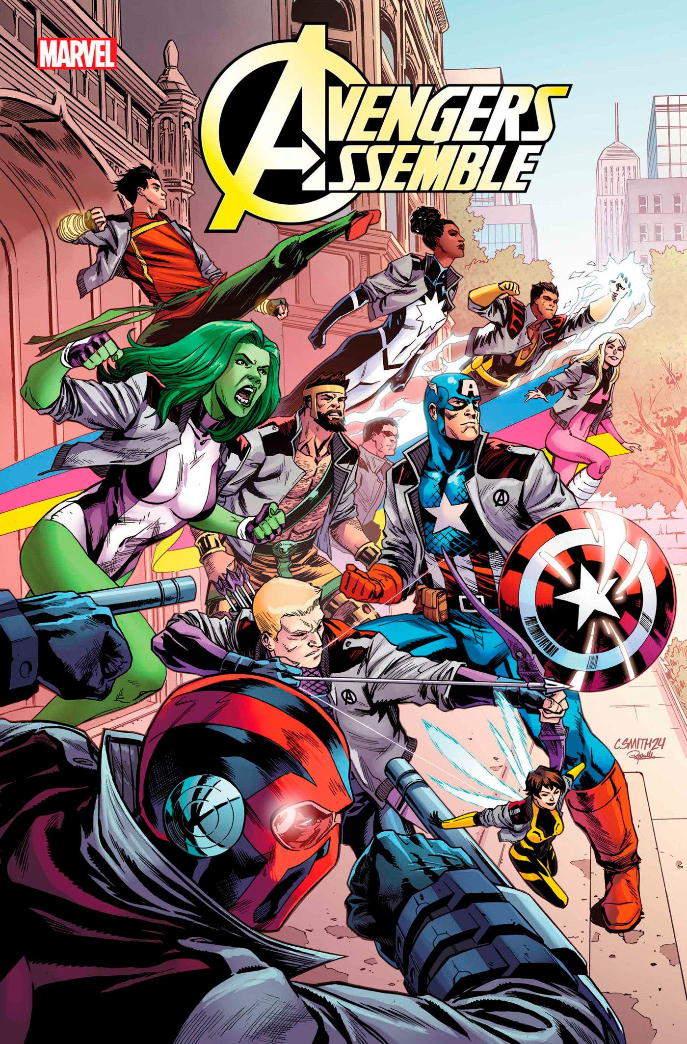 AVENGERS ASSEMBLE #1 CORY SMITH AVENGERS JACKET VARIANT - Release Date: 9/11/24