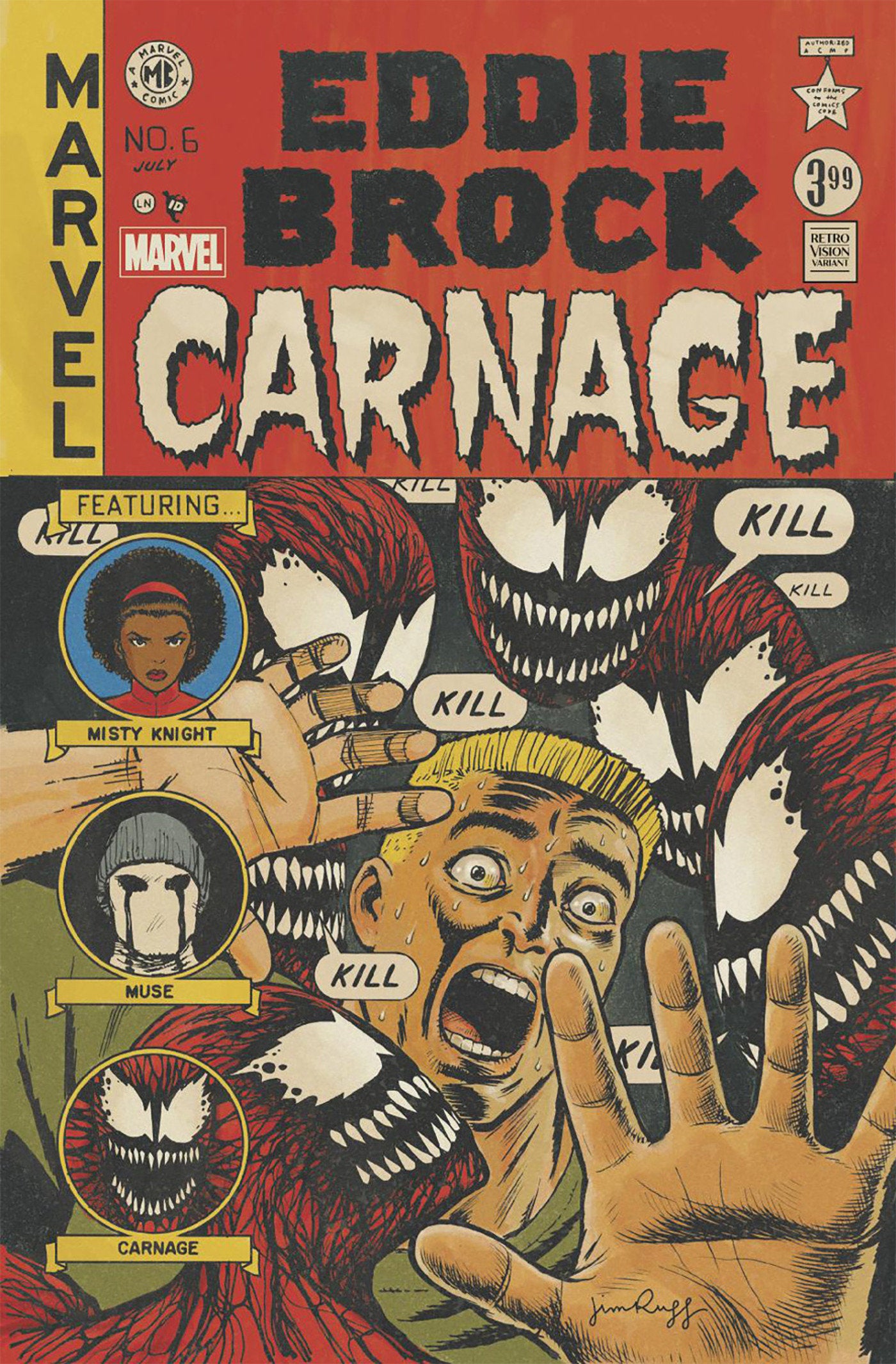 EDDIE BROCK: CARNAGE #6 JIM RUGG RETROVISION VARIANT - ISBN: 75960621053400621 - Release Date: 7/16/25