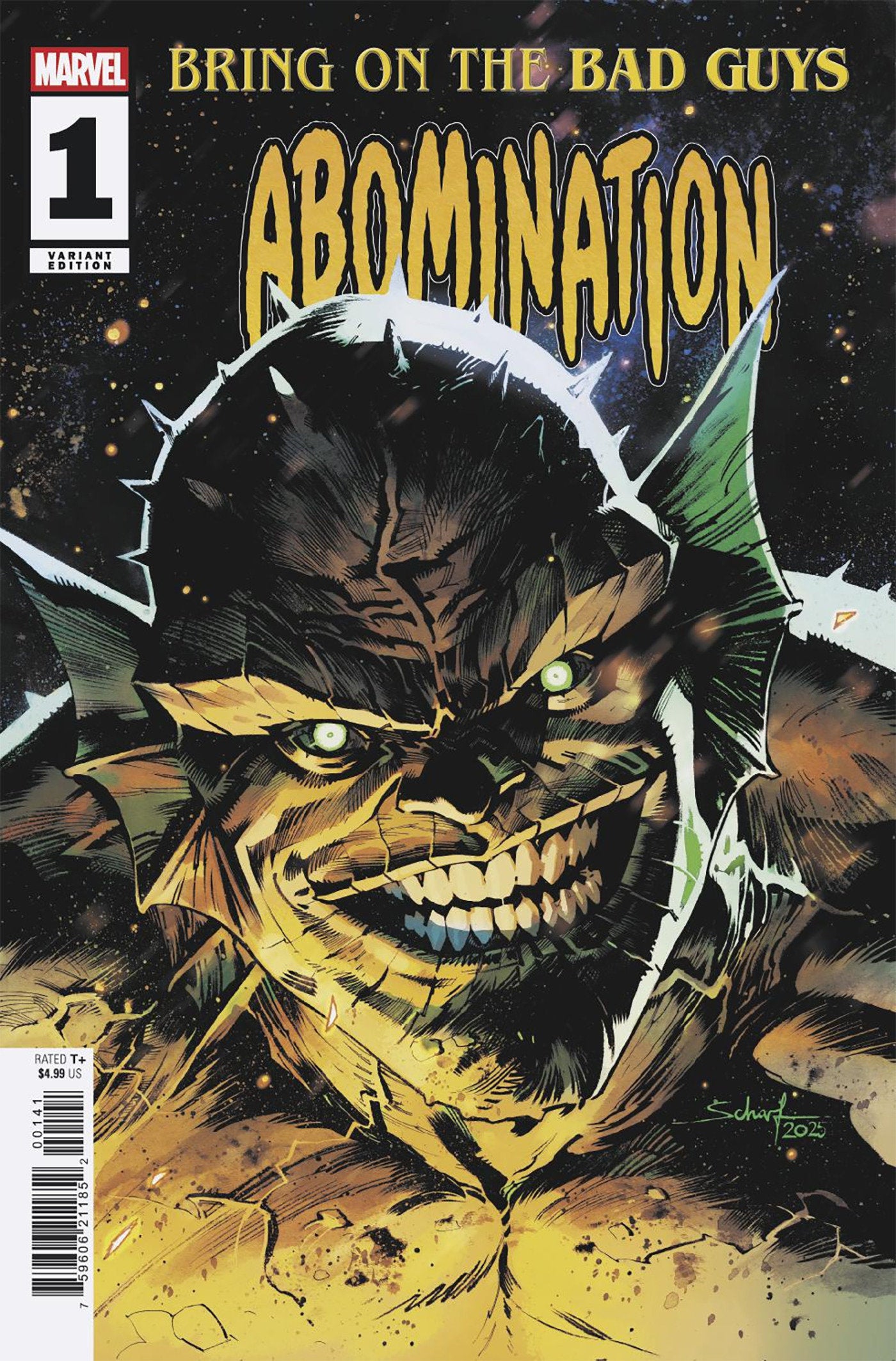 BRING ON THE BAD GUYS: ABOMINATION #1 JONAS SCHARF VARIANT - ISBN: 75960621185200141 - Release Date: 7/16/25