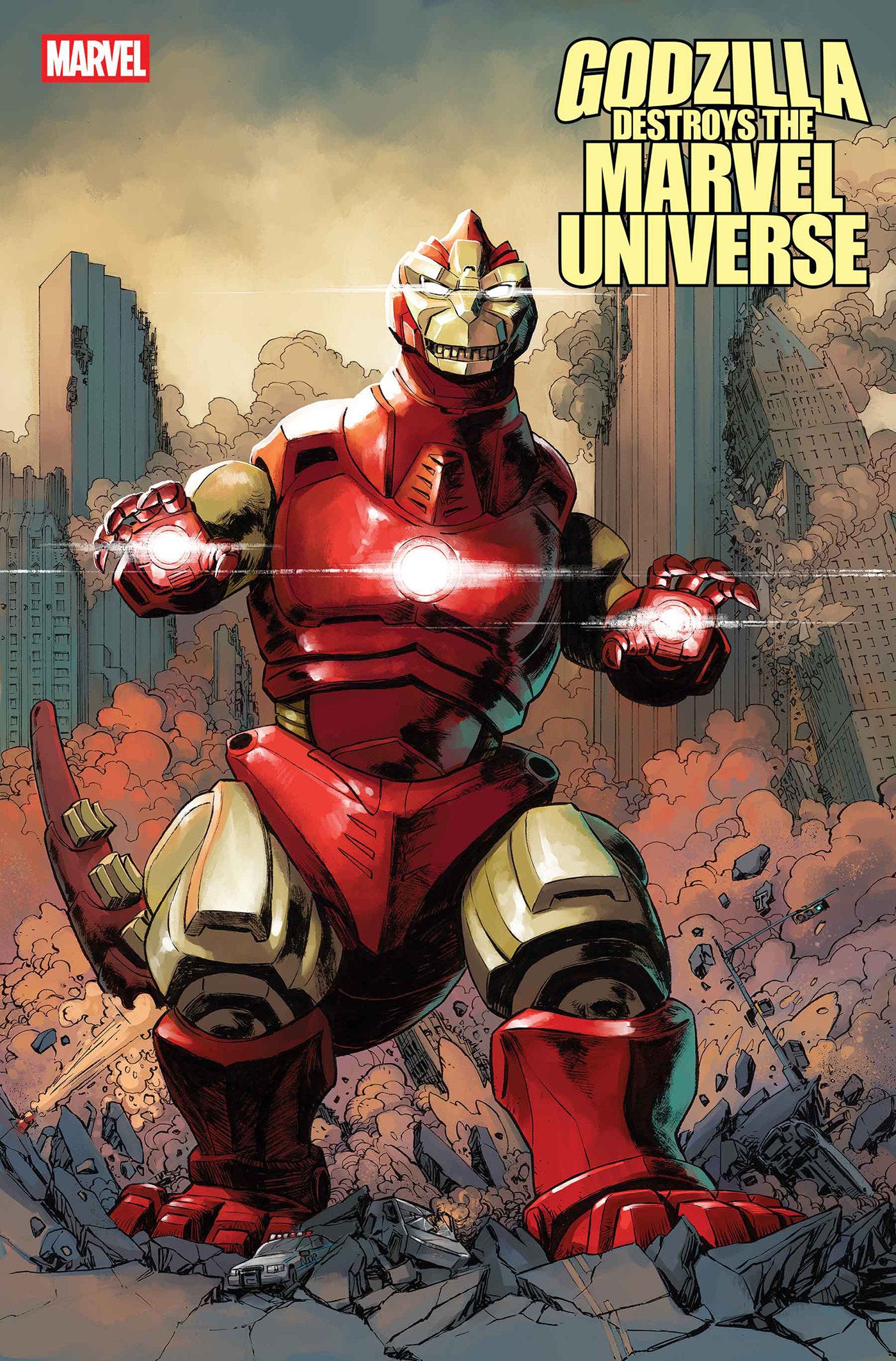 GODZILLA DESTROYS THE MARVEL UNIVERSE #3 DAVE WACHTER MARVELIZED IRON MAN-ZILLA VARIANT - 9/24/25 - Release Date: 9/24/25