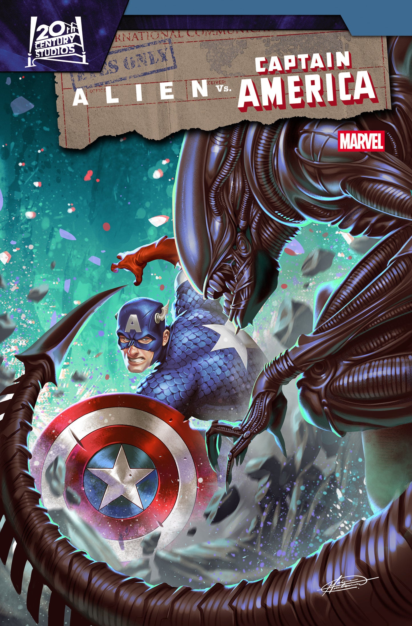 ALIEN VS. CAPTAIN AMERICA #4 MATEUS MANHANINI VARIANT ISBN: 75960621352800421 - Release Date: 2/11/26
