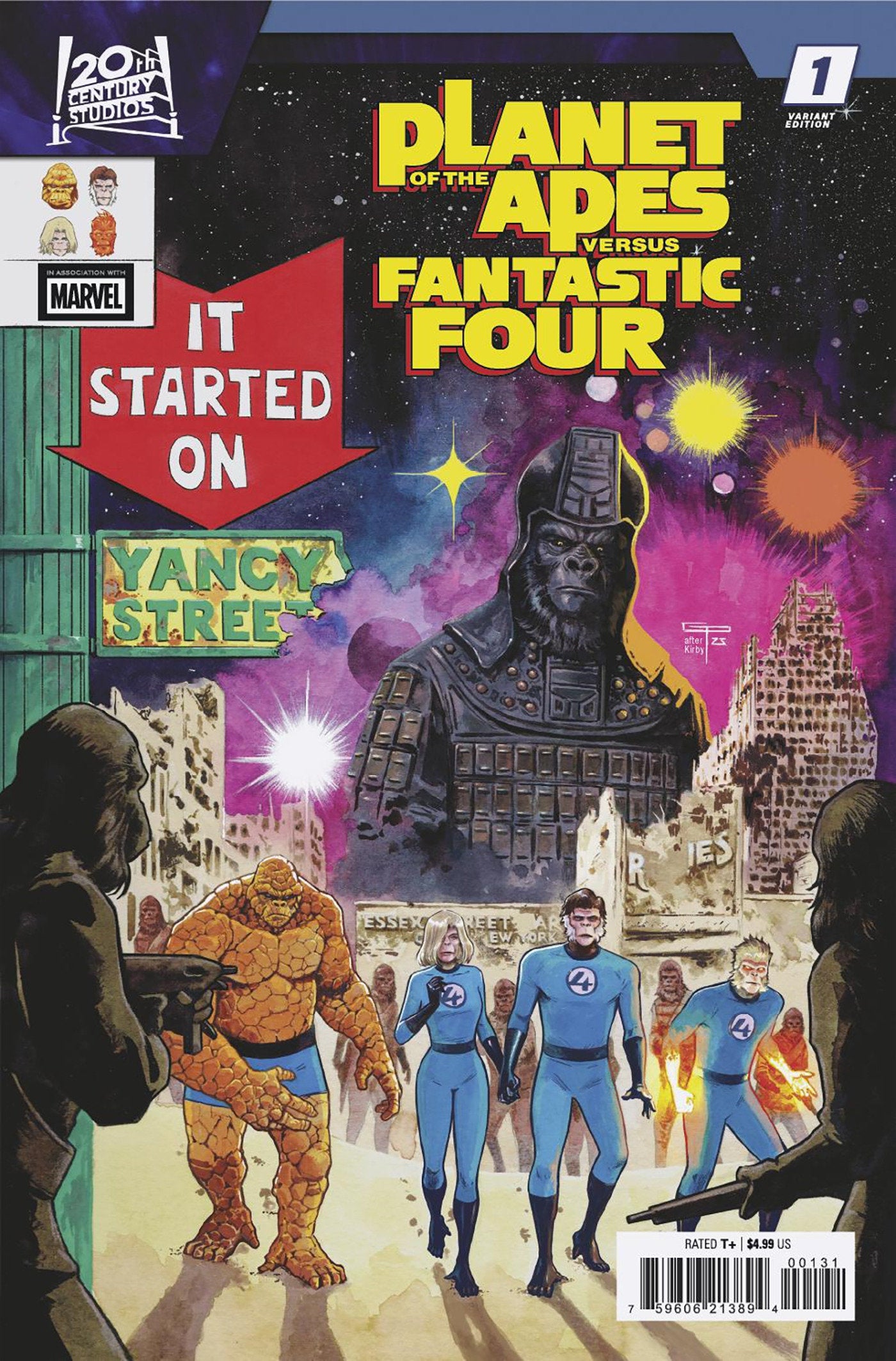 PLANET OF THE APES VS. FANTASTIC FOUR #1 GERMAN PERALTA HOMAGE VARIANT ISBN: 75960621389400131 - Release Date: 2/4/26