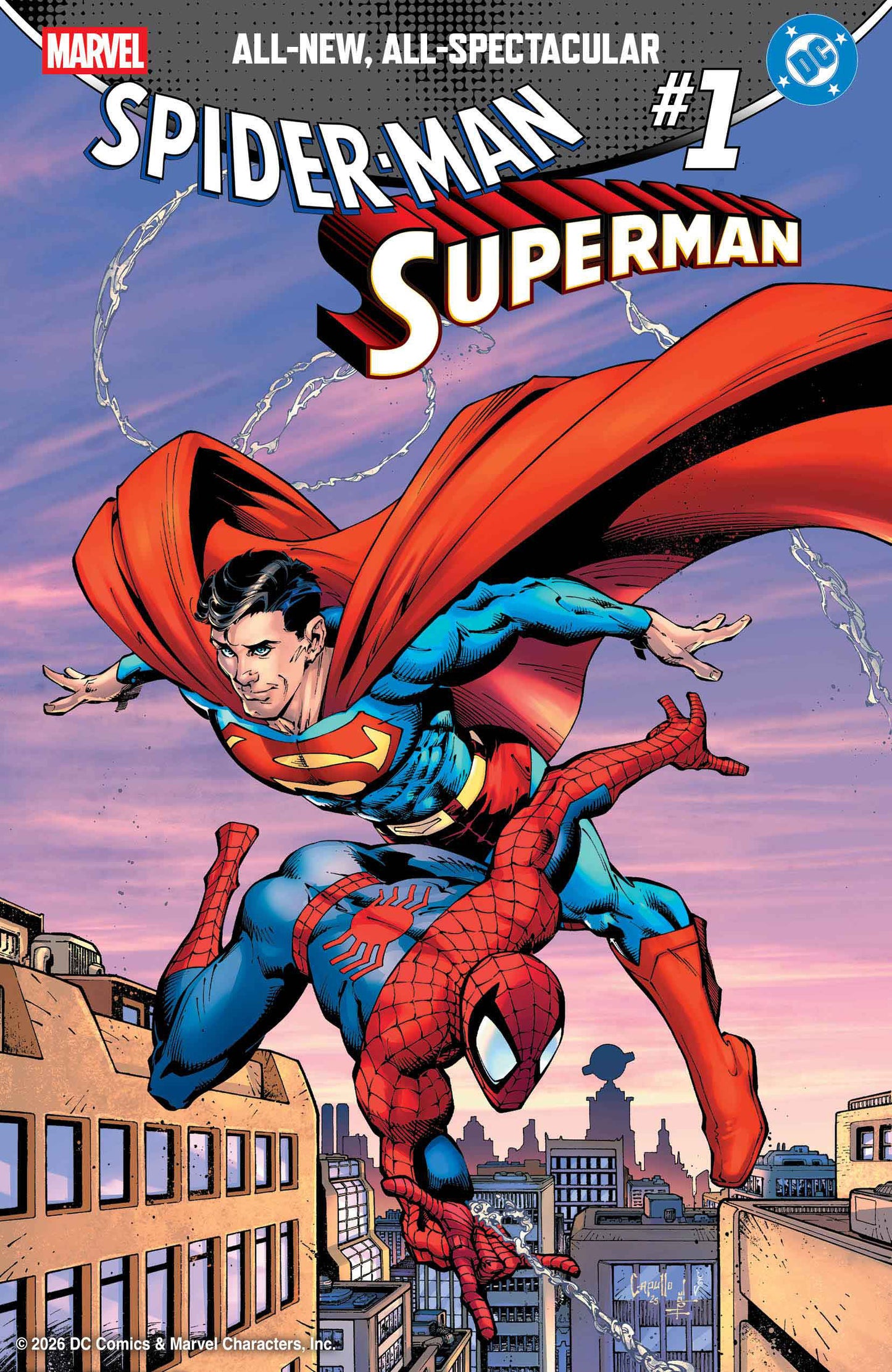 MARVEL/DC: SPIDER-MAN/SUPERMAN #1 GREG CAPULLO VARIANT ISBN: 75960621395500126 - FOC DATE: 3/8/26 - Release Date: 4/22/26