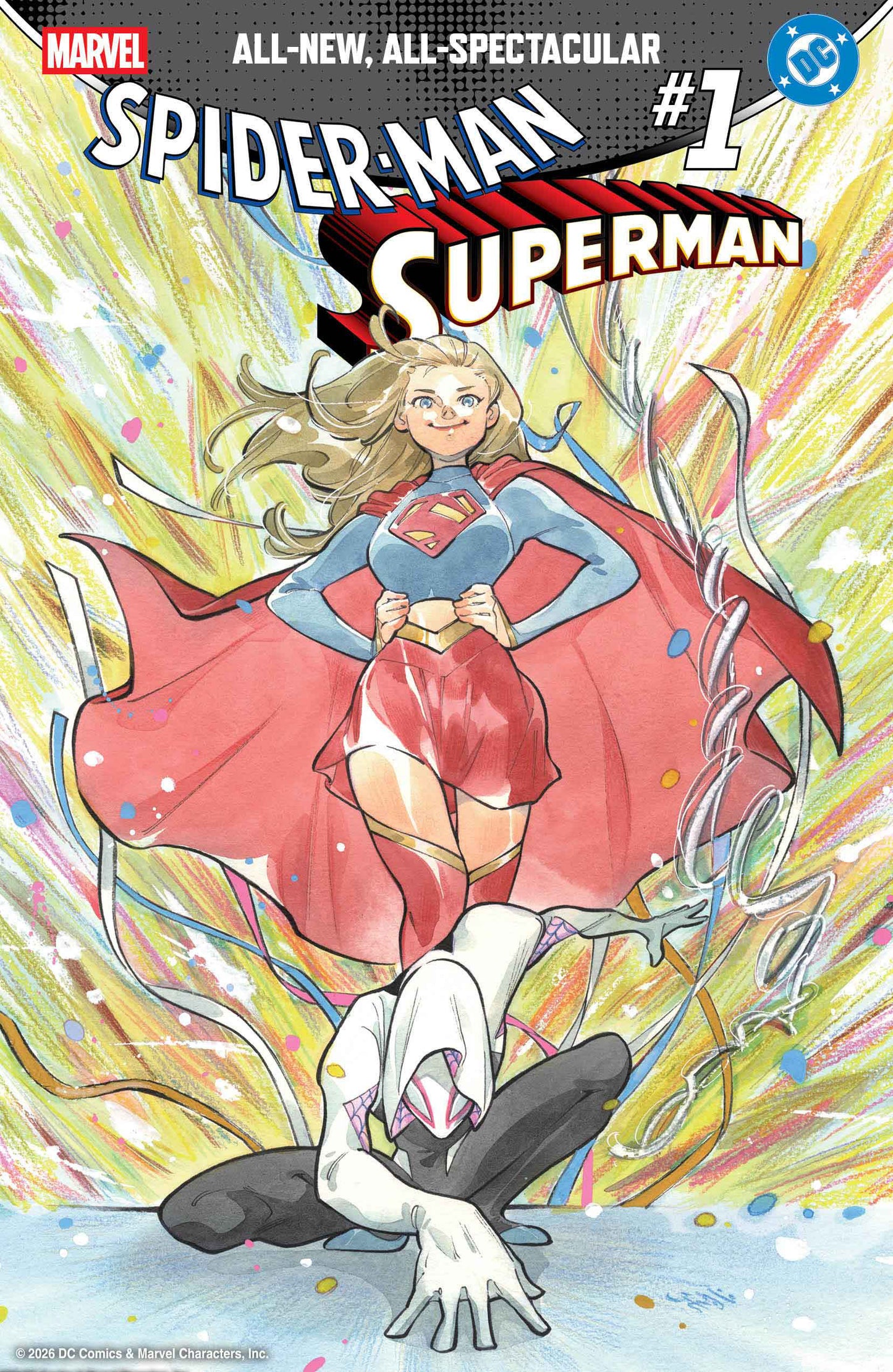 MARVEL/DC: SPIDER-MAN/SUPERMAN #1 PEACH MOMOKO VARIANT ISBN: 75960621395500171 - FOC DATE: 3/8/26 - Release Date: 4/22/26