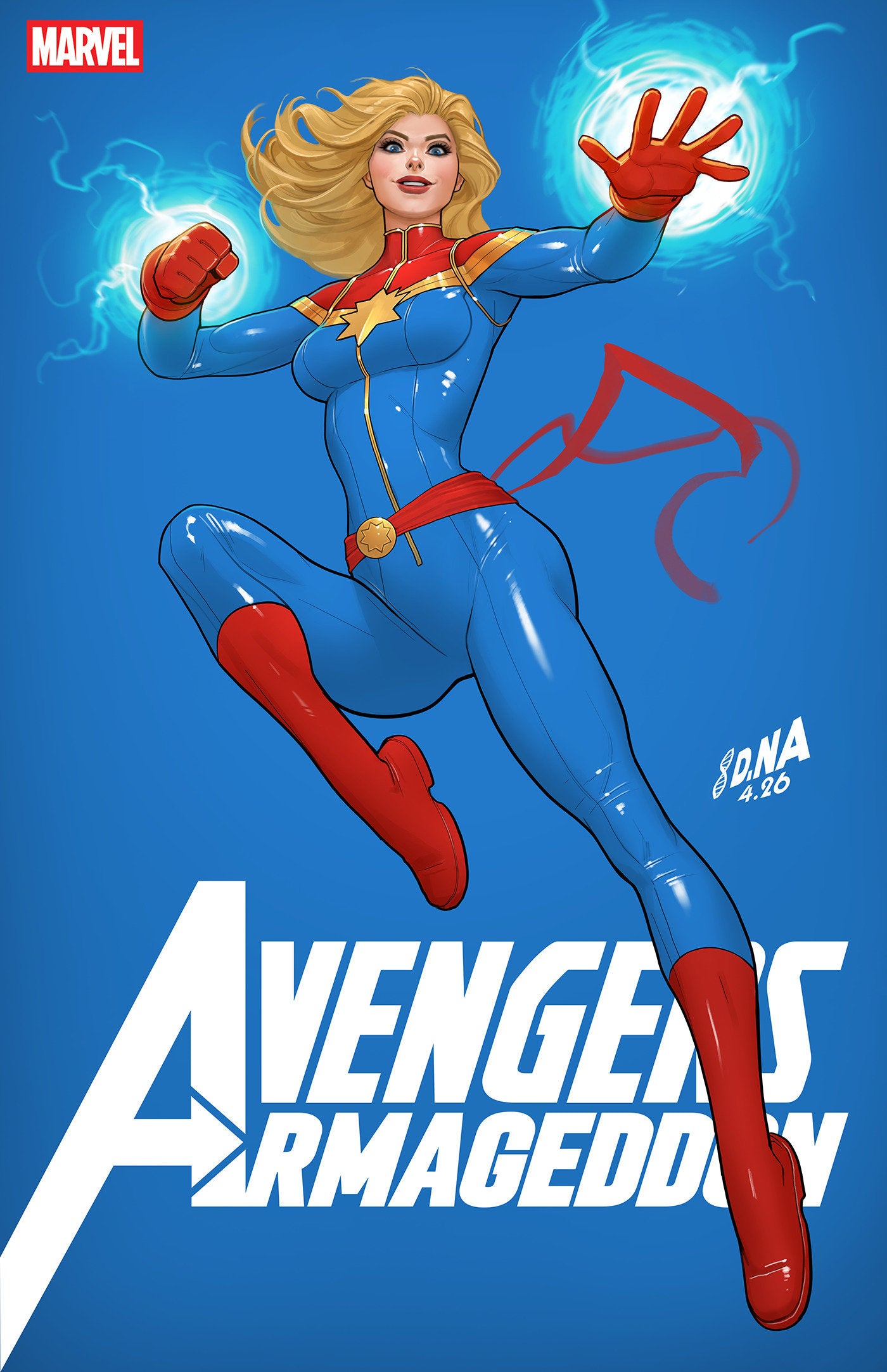 AVENGERS: ARMAGEDDON #2 DAVID NAKAYAMA COLOR BLOCK BLUE VARIANT ISBN: 75960621563800231 - FOC DATE: 6/14/26 - Release Date: 7/15/26