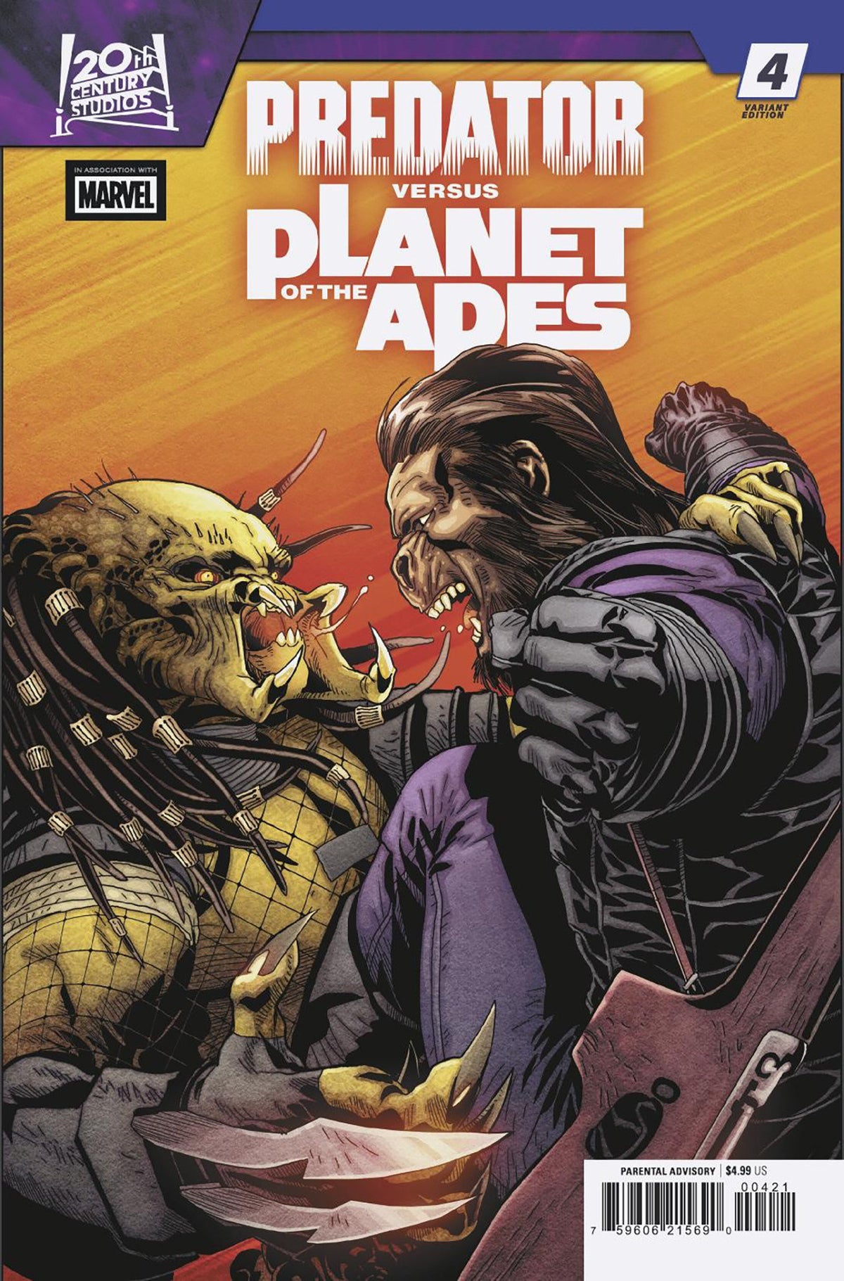 PREDATOR VS. THE PLANET OF THE APES #4 SALVADOR LARROCA VARIANT ISBN: 75960621569000421 - FOC DATE: 9/27/26 - Release Date: 10/28/26