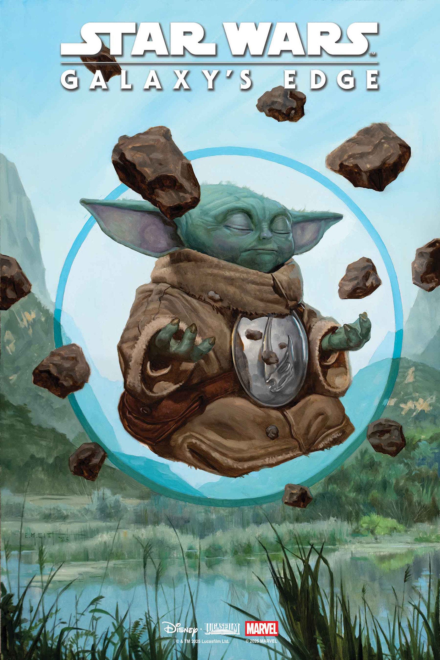 STAR WARS: GALAXY'S EDGE - ECHOES OF THE EMPIRE #1 E.M. GIST MANDALORIAN & GROGU VARIANT ISBN: 75960621593500151 - FOC DATE: 3/22/26 - Release Date: 4/22/26