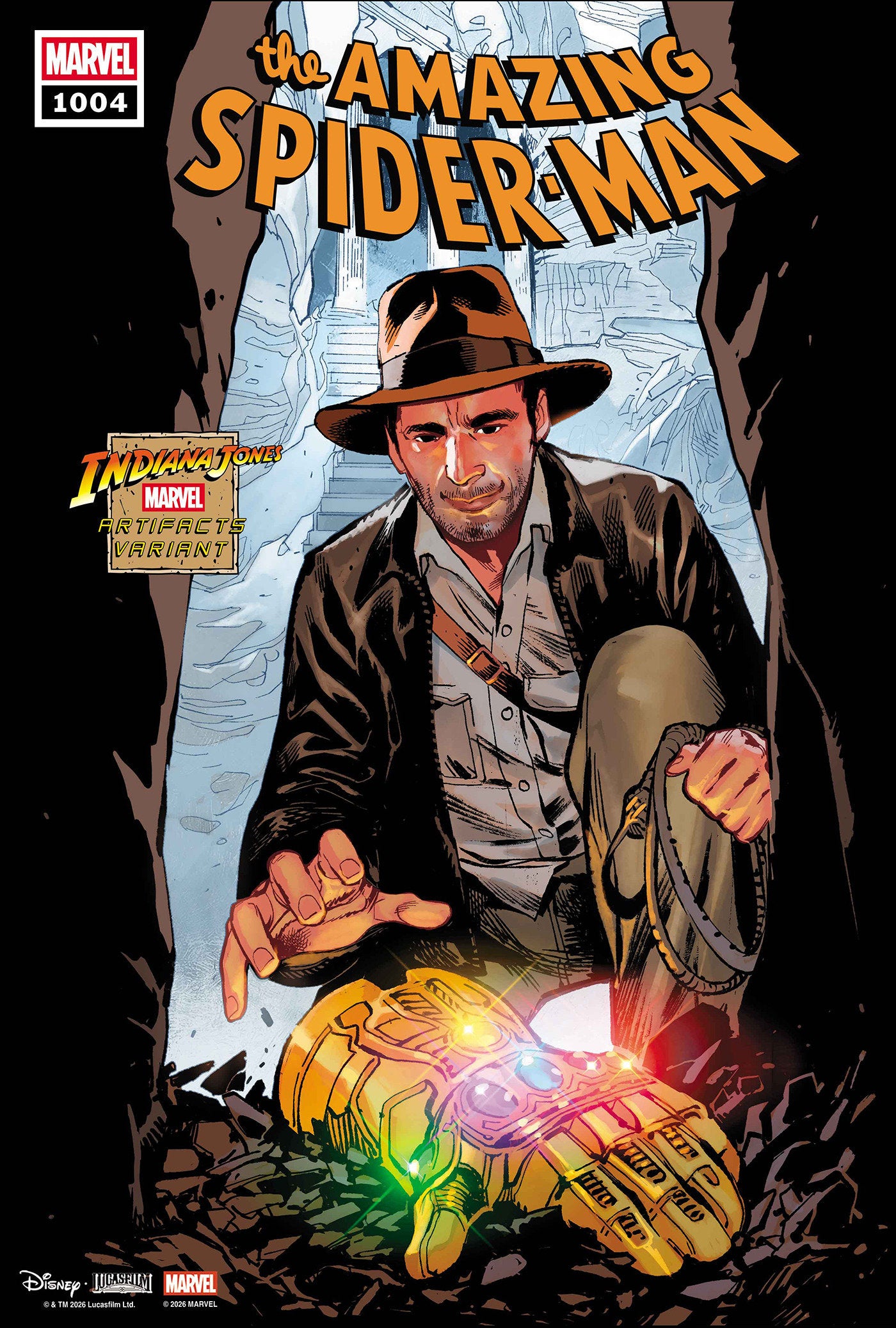 AMAZING SPIDER-MAN #1004 SARA PICHELLI INDIANA JONES MARVEL ARTIFACT VARIANT ISBN: 75960623001300431 - FOC DATE: 10/18/26 - Release Date: 11/25/26