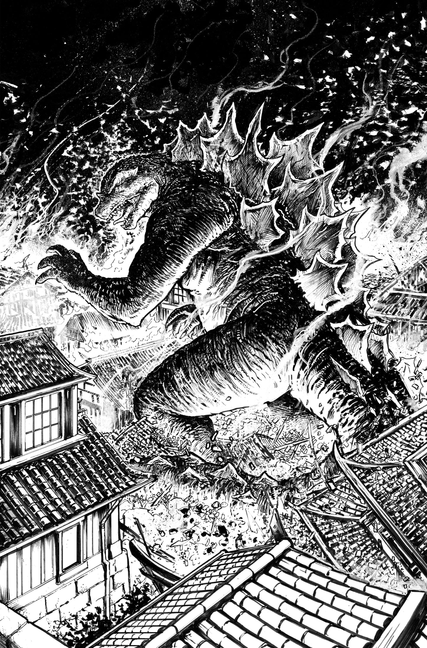 1:10 Godzilla: Here There Be Dragons II--Sons of Giants #1 Variant RI (10) (Smith B&W) - Release Date: 6/26/24