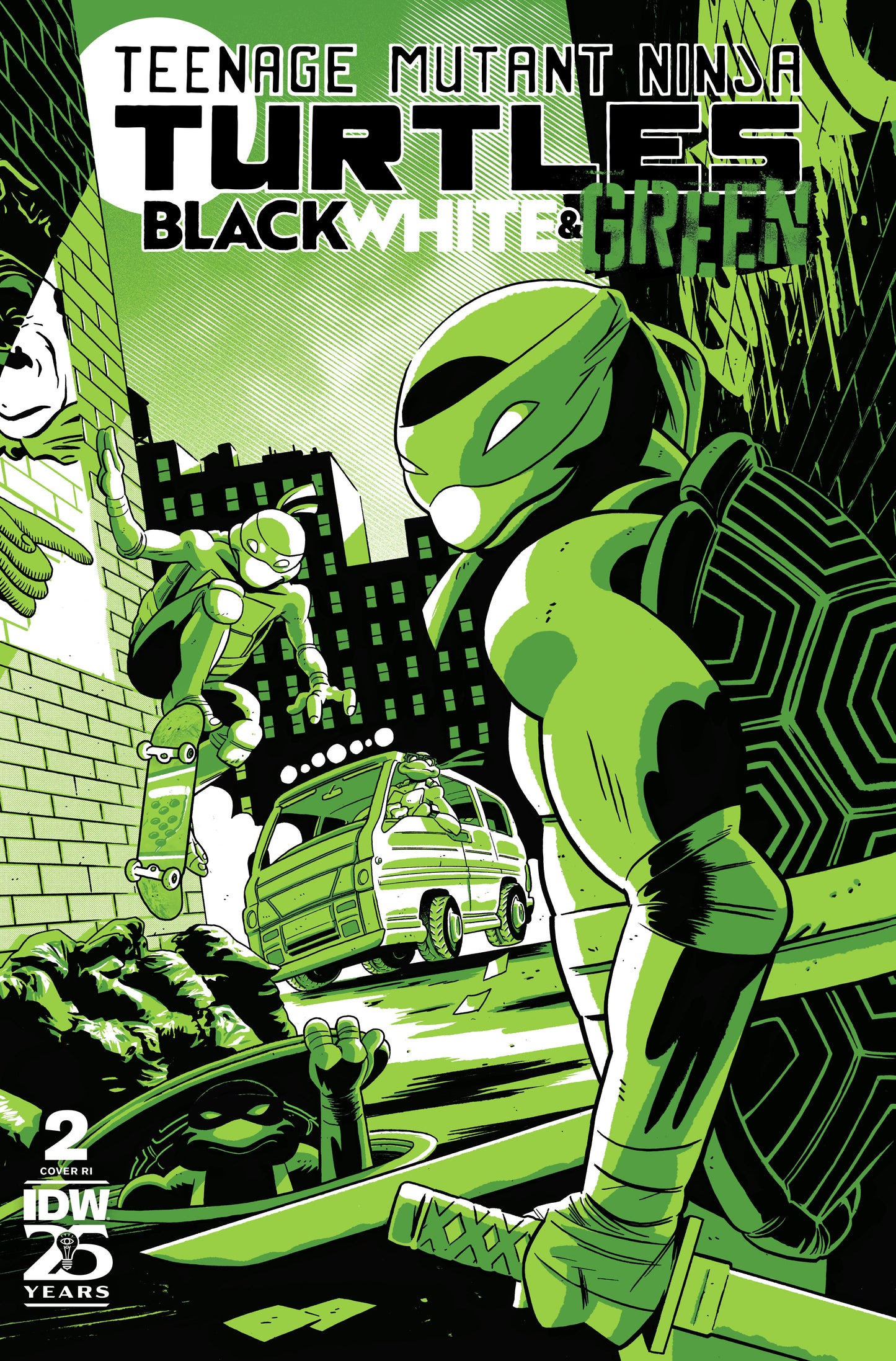 1:10 Teenage Mutant Ninja Turtles: Black, White, and Green #2 Variant RI (10) (Boss F oil Variant) - Release Date: 6/19/24