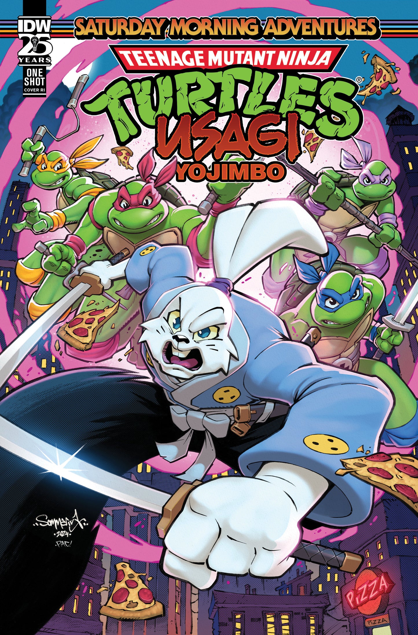 1:25 Teenage Mutant Ninja Turtles/Usagi Yojimbo: Saturday Morning Adventures Variant RI (25) (Sommariva) - Release Date: 6/12/24