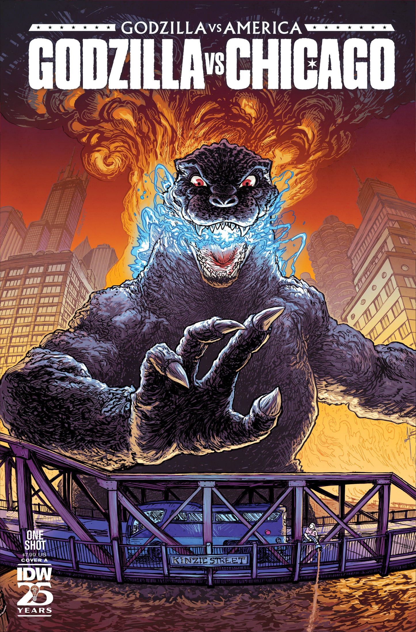 Godzilla Vs. America: Chicago Cover A (Browne) - Release Date: 2/26/25