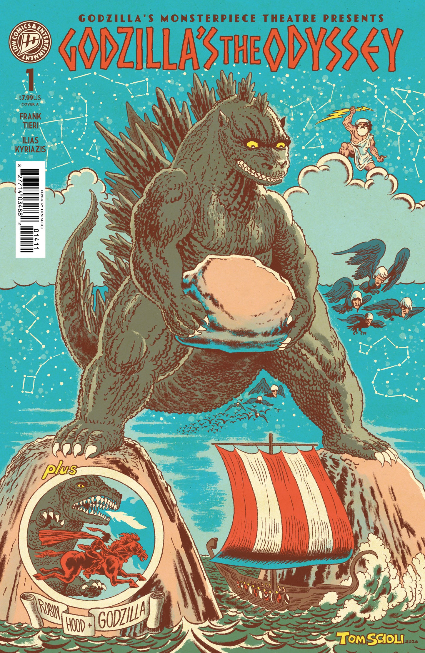 Godzilla’s Monsterpiece Theatre Presents: Godzilla’s The Odyssey Cover A (Scioli) ISBN: 82771403535300111 - FOC DATE: 5/3/26 - Release Date: 6/10/26