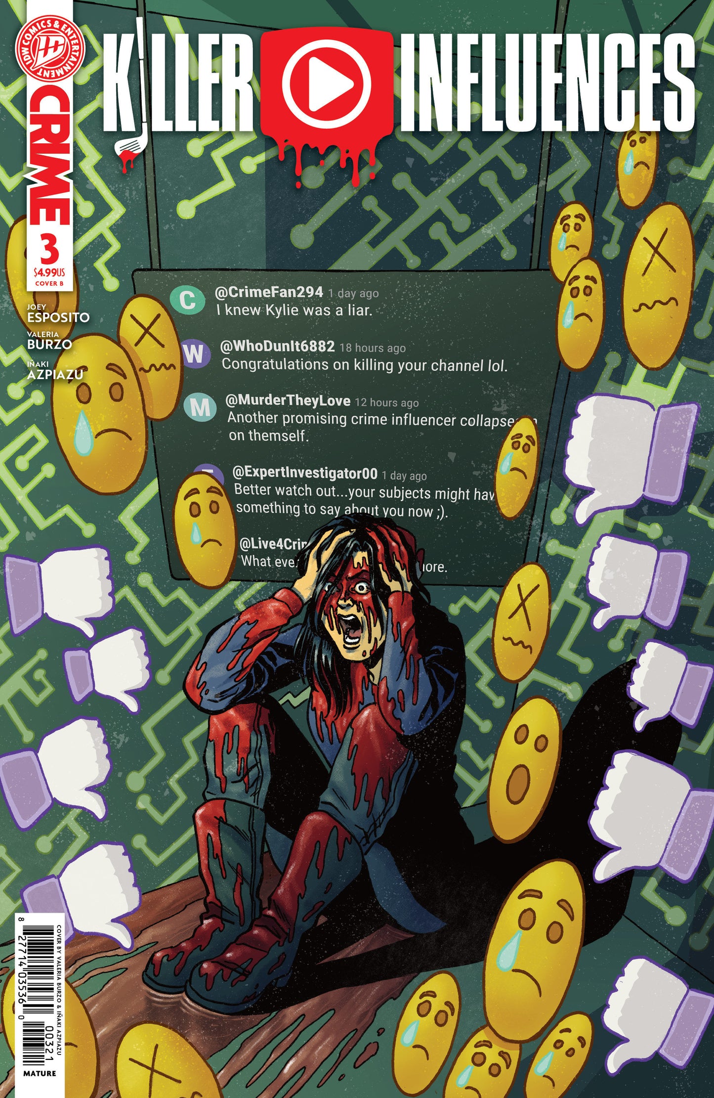 Killer Influences #3 Variant B (Burzo) ISBN: 82771403536000321 - FOC DATE: 8/9/26 - Release Date: 9/16/26