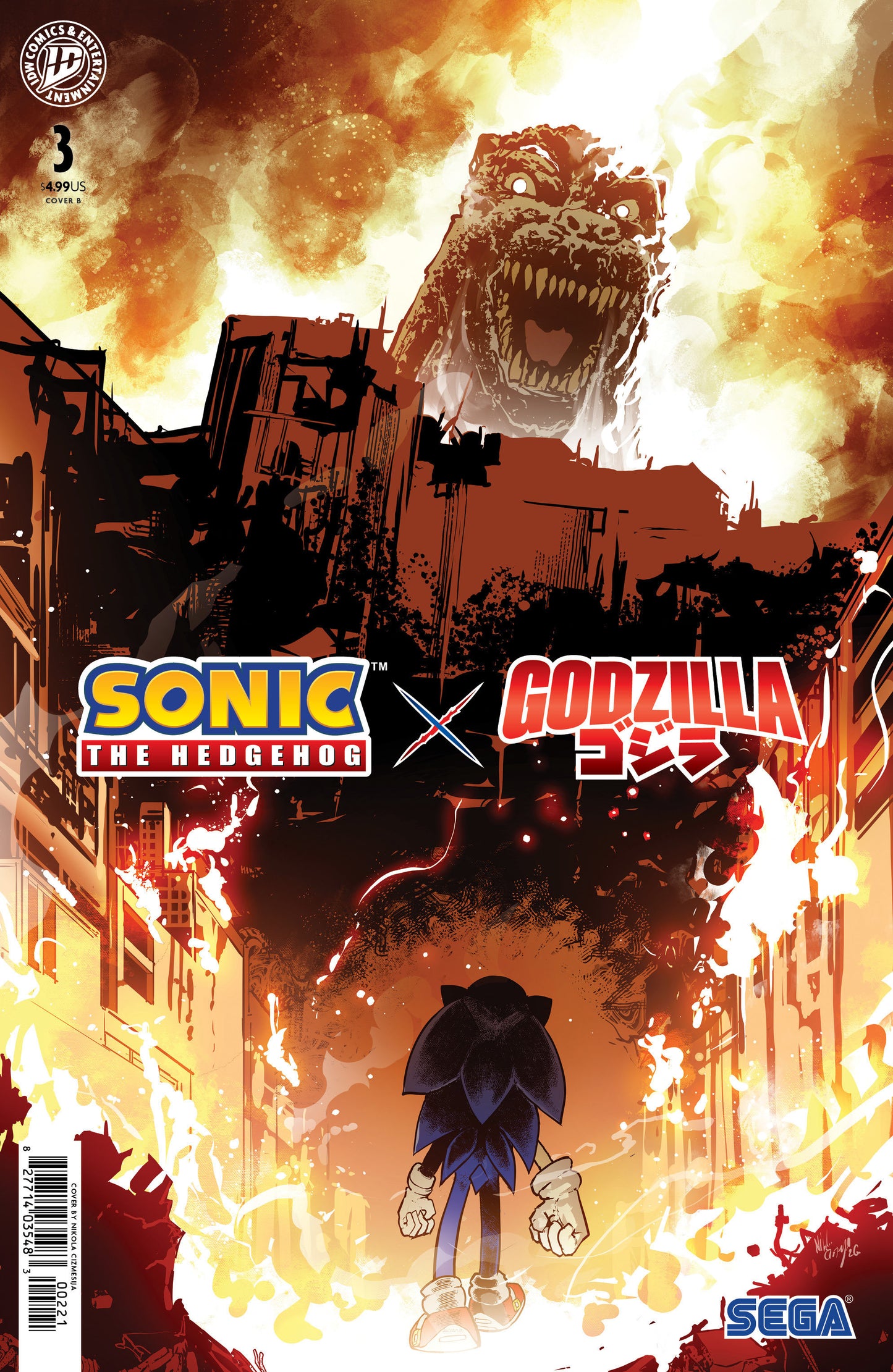 Sonic the Hedgehog x Godzilla #3 Variant B (Cizmesija) ISBN: 82771403548300321 - FOC DATE: 9/6/26 - Release Date: 10/14/26