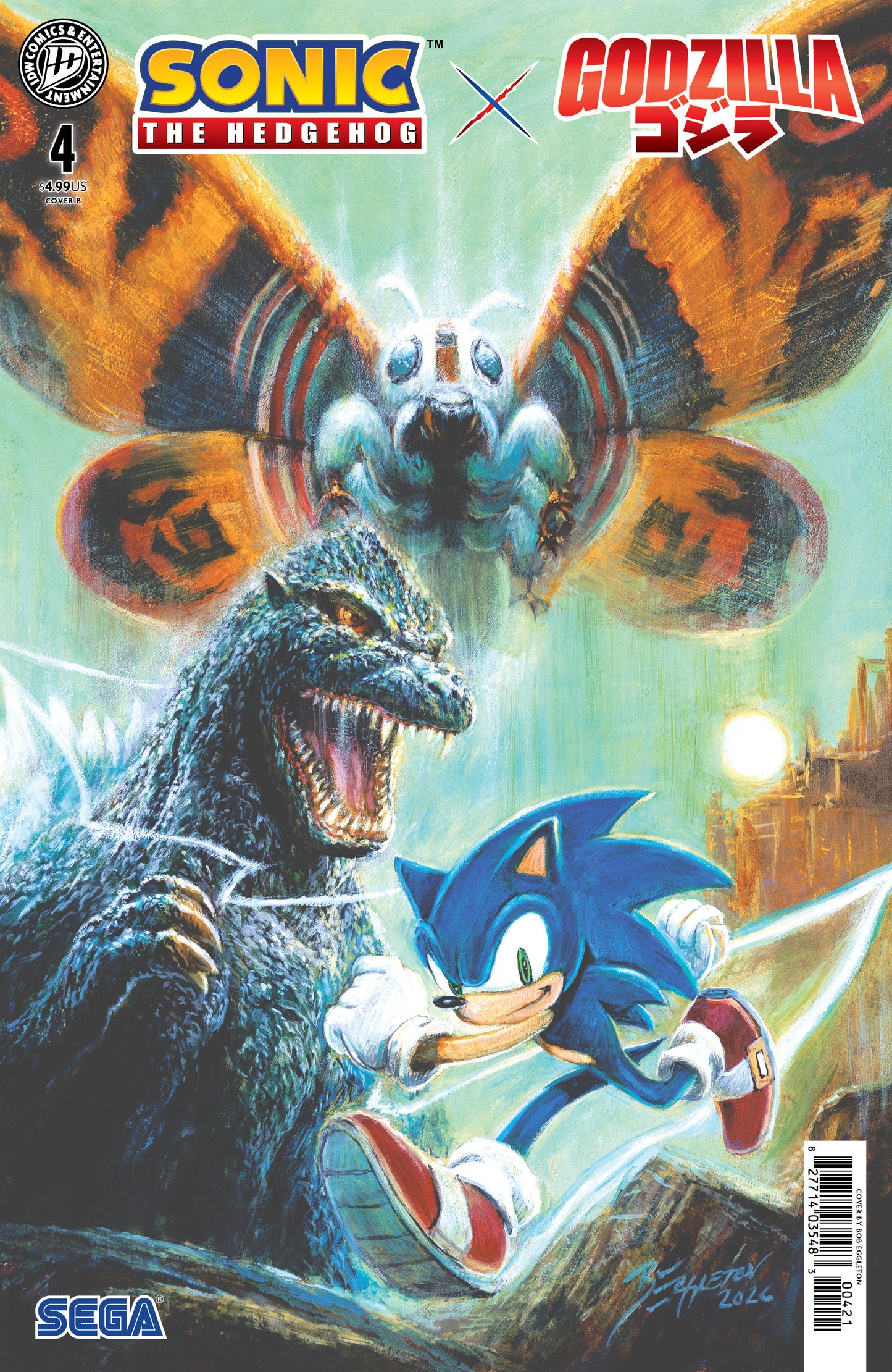 Sonic the Hedgehog x Godzilla #4 Variant B (Eggleton) ISBN: 82771403548300421 - FOC DATE: 10/4/26 - Release Date: 11/11/26