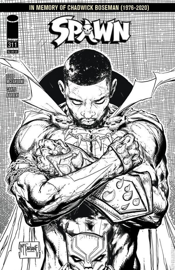 Spawn #311 Chadwick Boseman Memorial Black and White Sketch Edition (2020) - CONDITION: NM- - IN STOCK