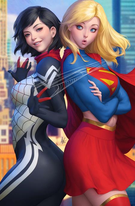 DC MARVEL SUPERMAN SPIDER-MAN #1 (ONE SHOT) CVR M STANLEY ARTGERM LAU SUPERGIRL & SILK CARD STOCK VAR ISBN: 76194139647700125 - FOC DATE: 3/2/26  - Release Date: 3/25/26