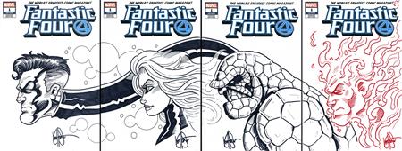 DF FANTASTIC FOUR #1 FOUR PIECE BLANK VARIANT SET SIGNED AND REMARKED BY KEN HAESER WITH CONNECTING TEAM SKETCHES ISBN: 72513036463000100 - FOC DATE: 3/2/26  - Release Date: 4/29/26