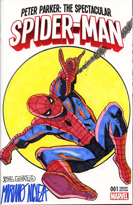 DF MARVEL COMICS COMMISSIONED COVER ART SIGNED AND REMARKED BY MARIANO NICIEZA AND JOE DELBEATO WITH A SPIDER-MAN SKETCH ISBN: 72513036517000111 - FOC DATE: 3/29/26  - Release Date: 5/27/26