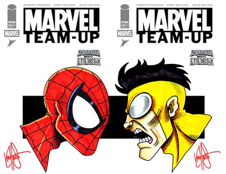 DF MARVEL TEAM UP #14 FACSIMILE EDITION DUAL BLANK VARIANT SET SIGNED AND REMARKED BY KEN HAESER ISBN: 72513036513200111 - FOC DATE: 3/29/26  - Release Date: 5/27/26
