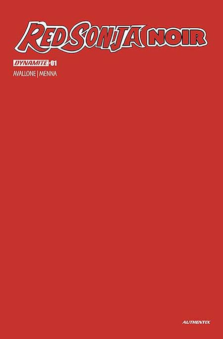 RED SONJA NOIR #1 (ONE SHOT) CVR J RED BLANK AUTHENTIX FOC BONUS VAR - ISBN: 72513035646801101 - 7/16/25