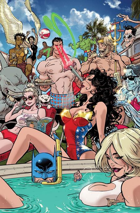 JUSTICE LEAGUE UNLIMITED #21 CVR F KAARE ANDREWS SWIMSUIT CARD STOCK VAR ISBN: 76194138573002161 - FOC DATE: 6/28/26  - Release Date: 7/22/26
