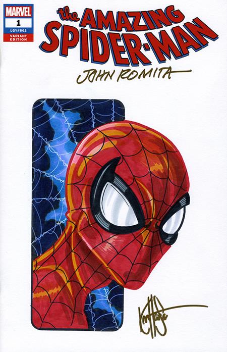 DF AMAZING SPIDERMAN #1 BLANK VARIANT SIGNED BY JOHN ROMITA SR AND REMARKED BY KEN HAESER WITH A SPIDERMAN SKETCH ISBN: 725130368171 - FOC DATE: 8/2/26  - Release Date: 9/30/26